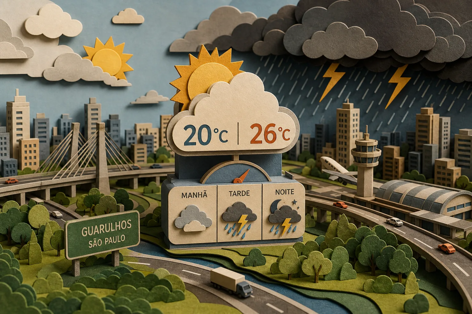 Clima em Guarulhos deve registrar trovoadas e máxima de 26°C nesta quinta
