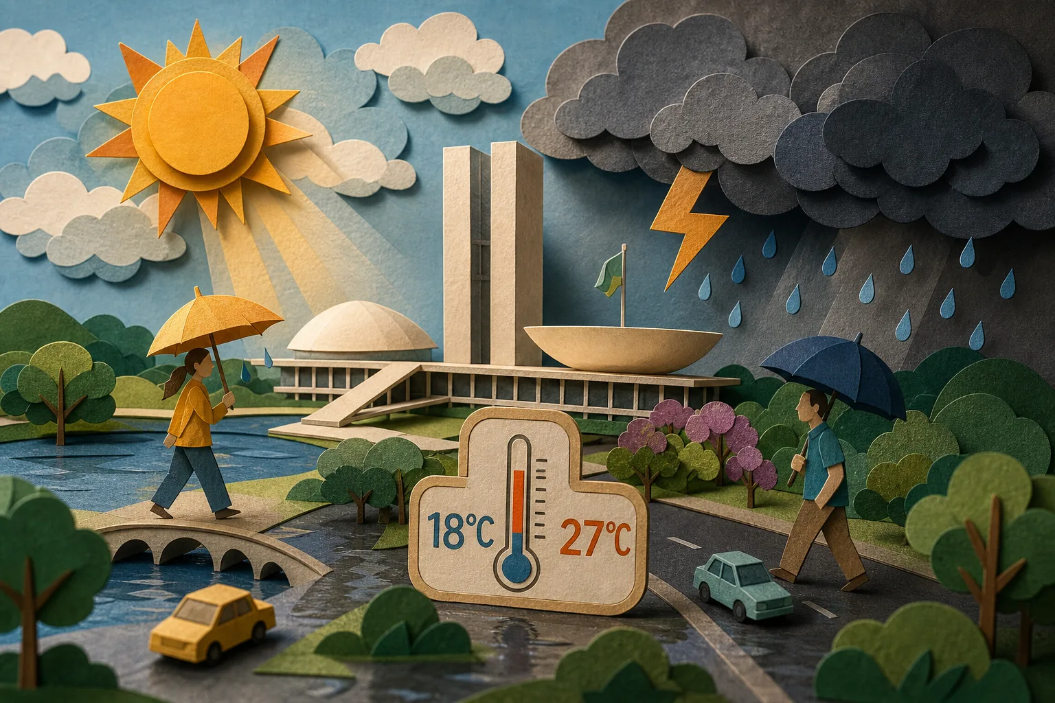 Clima instável traz períodos de sol e pancadas de chuva para Brasília neste domingo