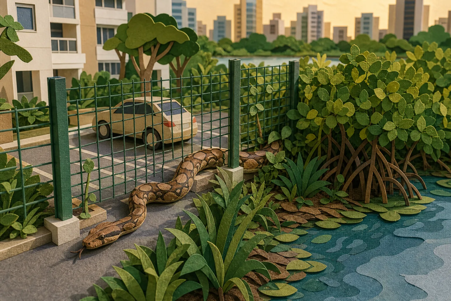 Cobra de dois metros é flagrada em área residencial na Zona Sul do Recife