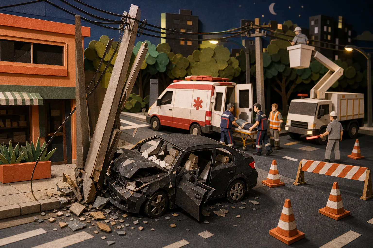 Colisão de automóvel contra dois postes deixa seis feridos na madrugada em Campinas