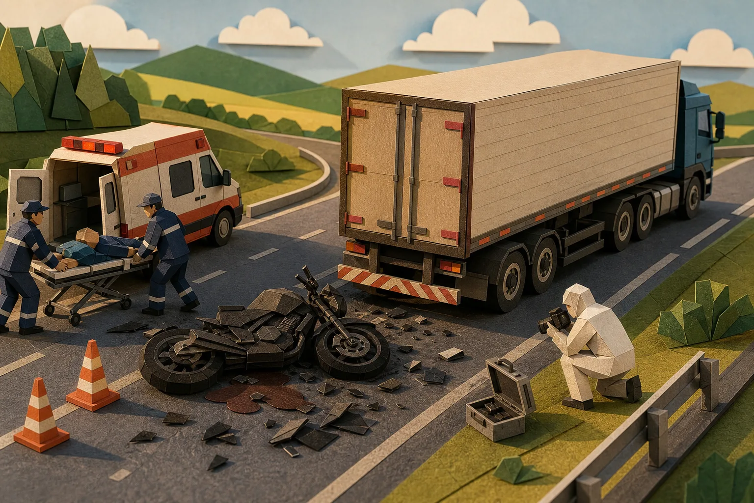 Colisão entre moto e carreta resulta em uma morte e um ferido grave na SP-270