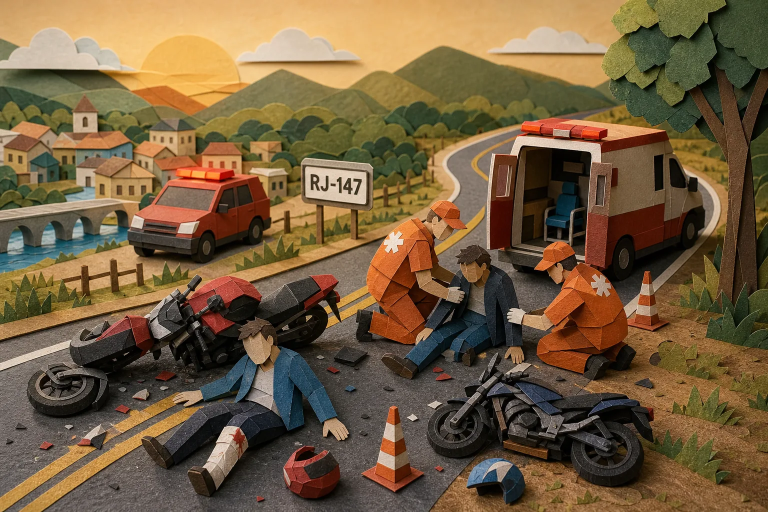 Colisão envolvendo motociclistas deixa feridos na RJ-147 em Valença