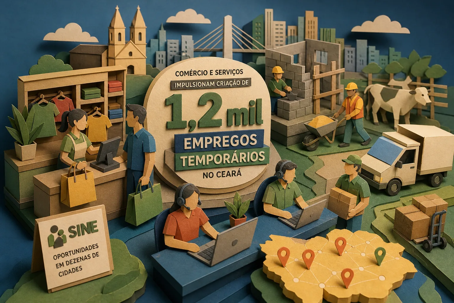 Comércio e serviços impulsionam criação de 1,2 mil empregos temporários no Ceará