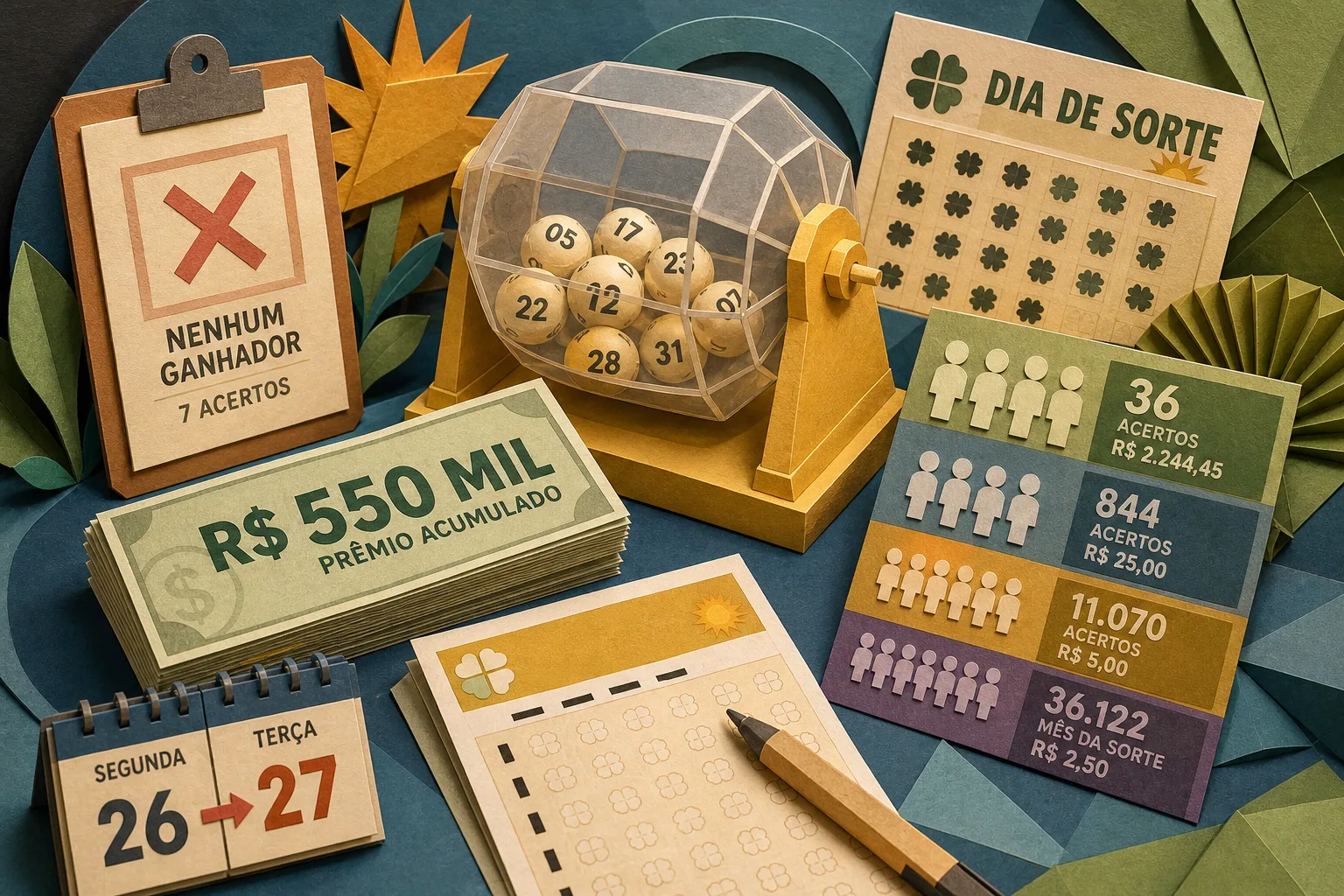 Concurso 1332 da Dia de Sorte acumula e prêmio vai a R$ 550 mil