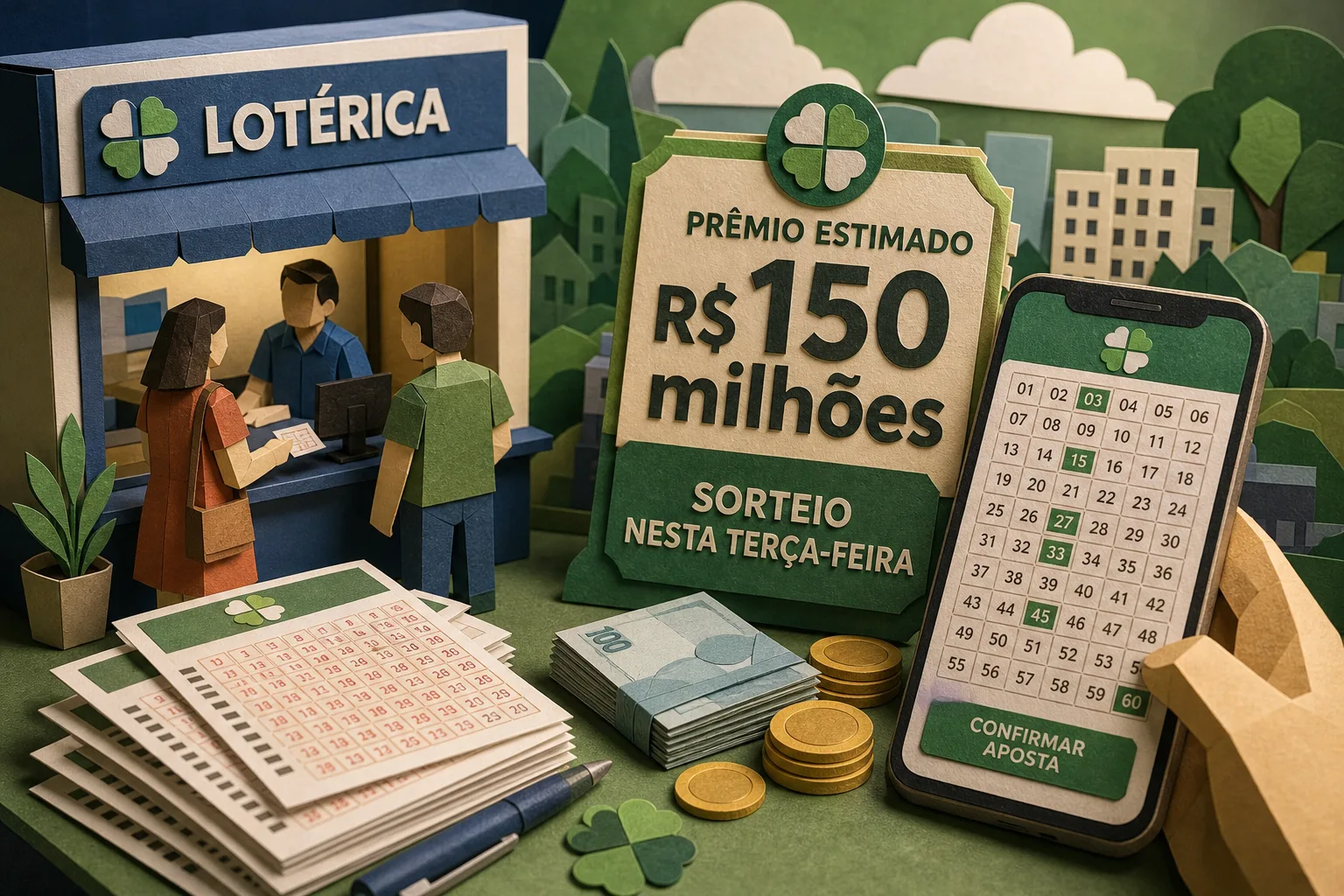 Concurso da Mega-Sena tem prêmio estimado em R$ 150 milhões nesta terça-feira
