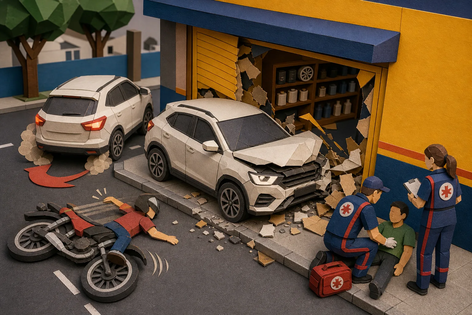 Condutora confunde pedais do carro e colide duas vezes contra loja em Timon
