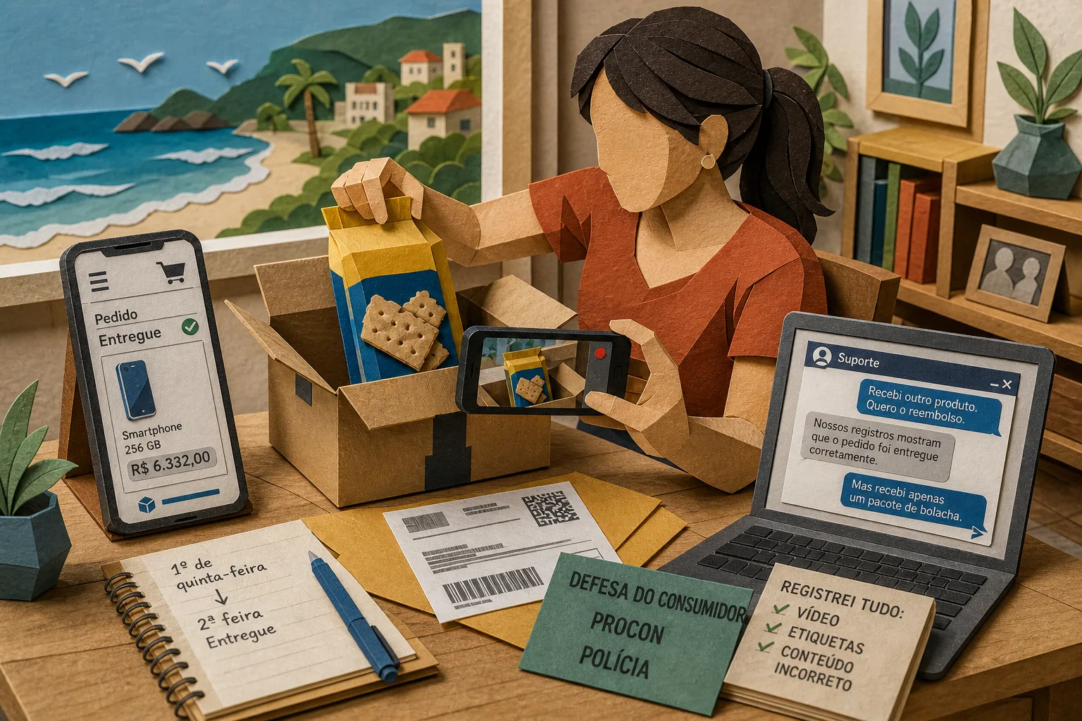 Consumidora do litoral de SP compra celular de R$ 6 mil e recebe pacote de bolacha