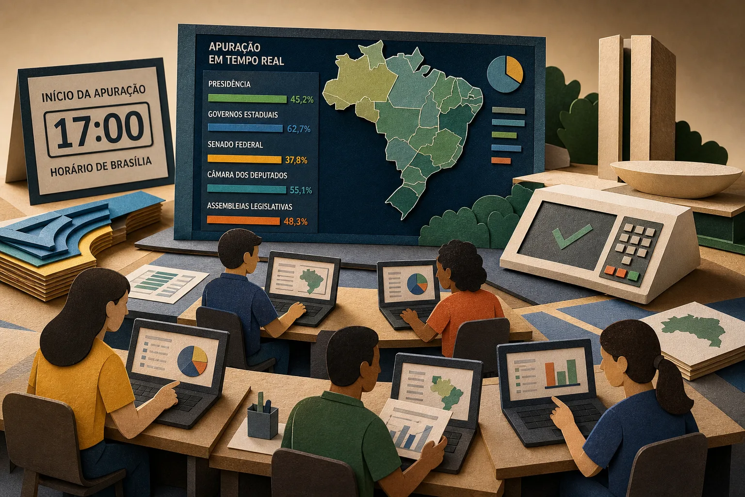 Contagem de votos do primeiro turno das Eleições 2026 tem início às 17h