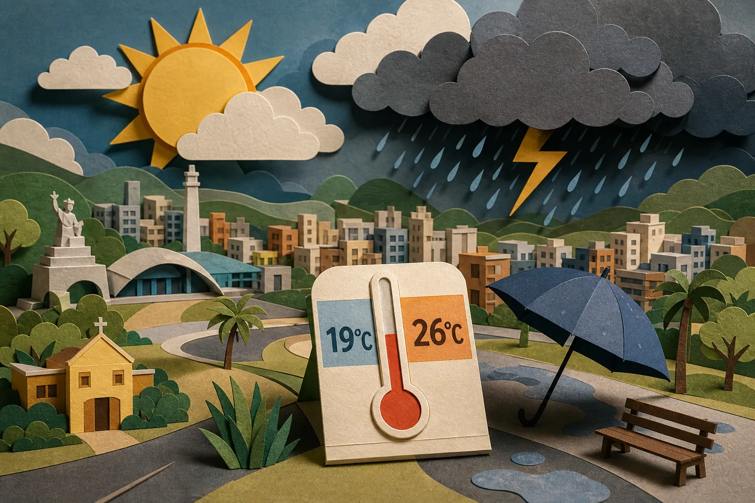 Contagem tem previsão de sol com pancadas de chuva e trovoadas neste domingo