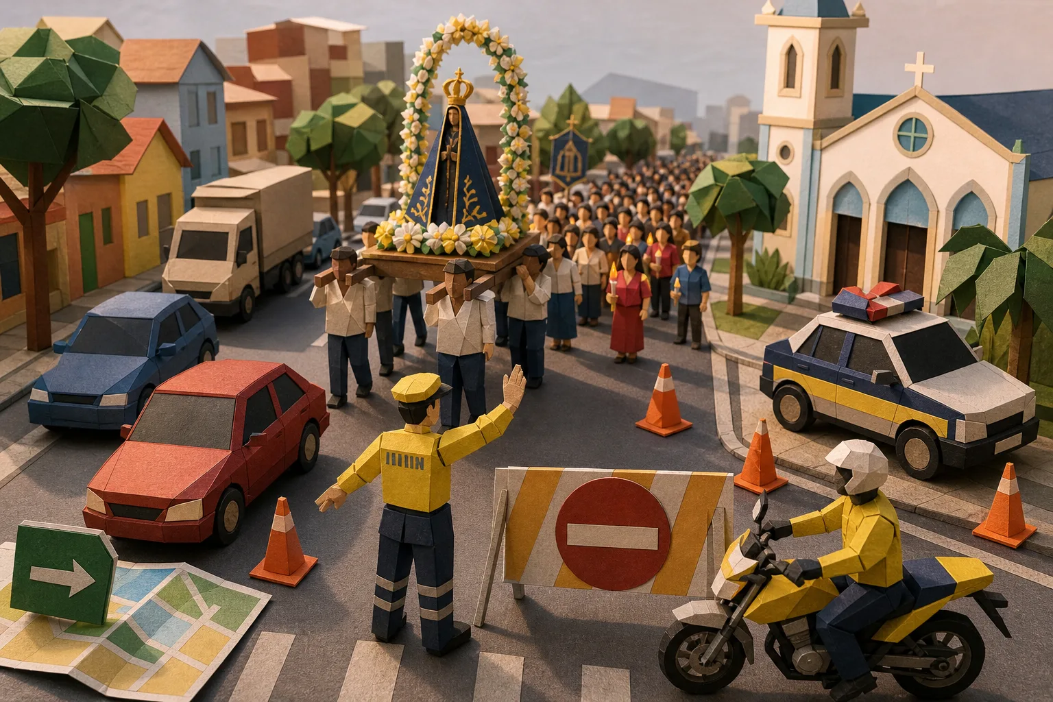 Cortejo de Nossa Senhora Aparecida modifica o fluxo de veículos em Aracaju