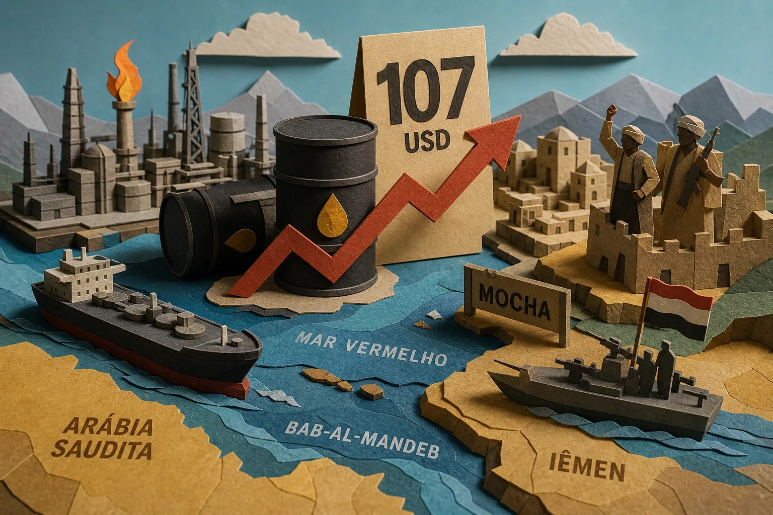 Cotação do petróleo ultrapassa 107 dólares após avanço rebelde no Mar Vermelho