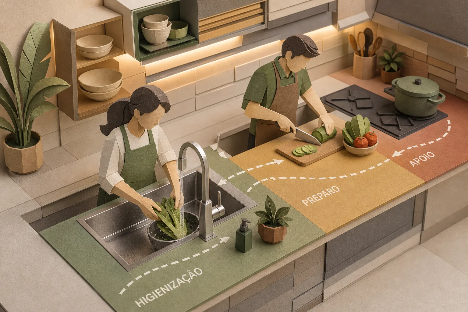 Cozinhas residenciais aplicam lógica profissional para otimizar tarefas diárias
