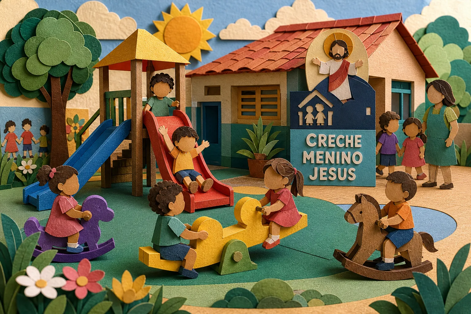 Creche Menino Jesus ganha novo parquinho com recursos de edital em Itaperuna