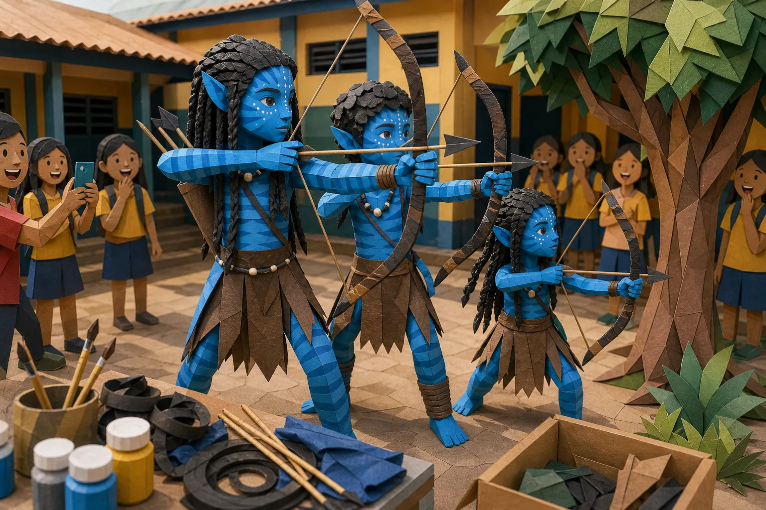 Crianças viralizam com fantasias caseiras de Avatar em escola no Tocantins