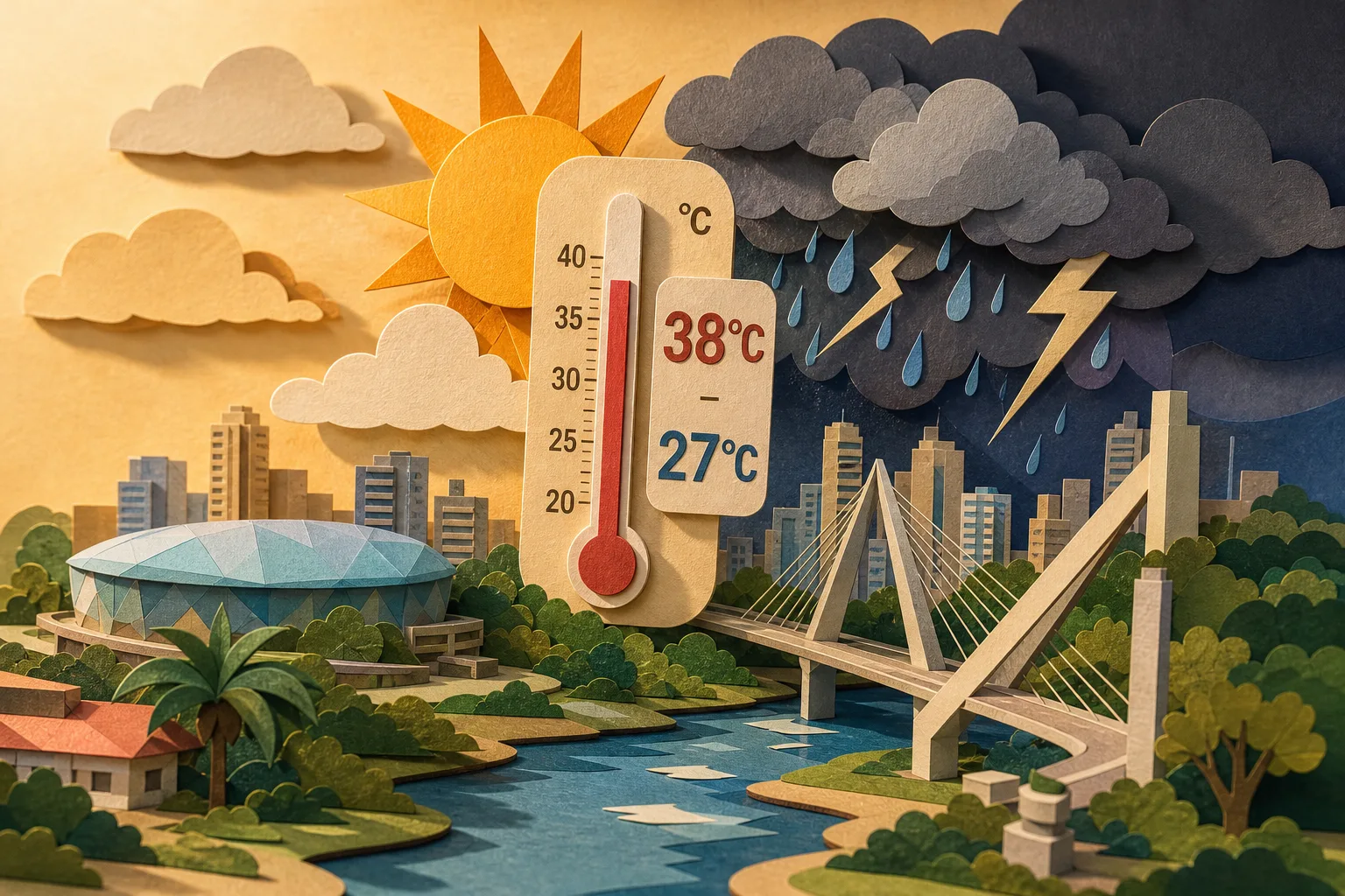 Cuiabá terá domingo de calor intenso com máxima de 38°C e chuva à tarde