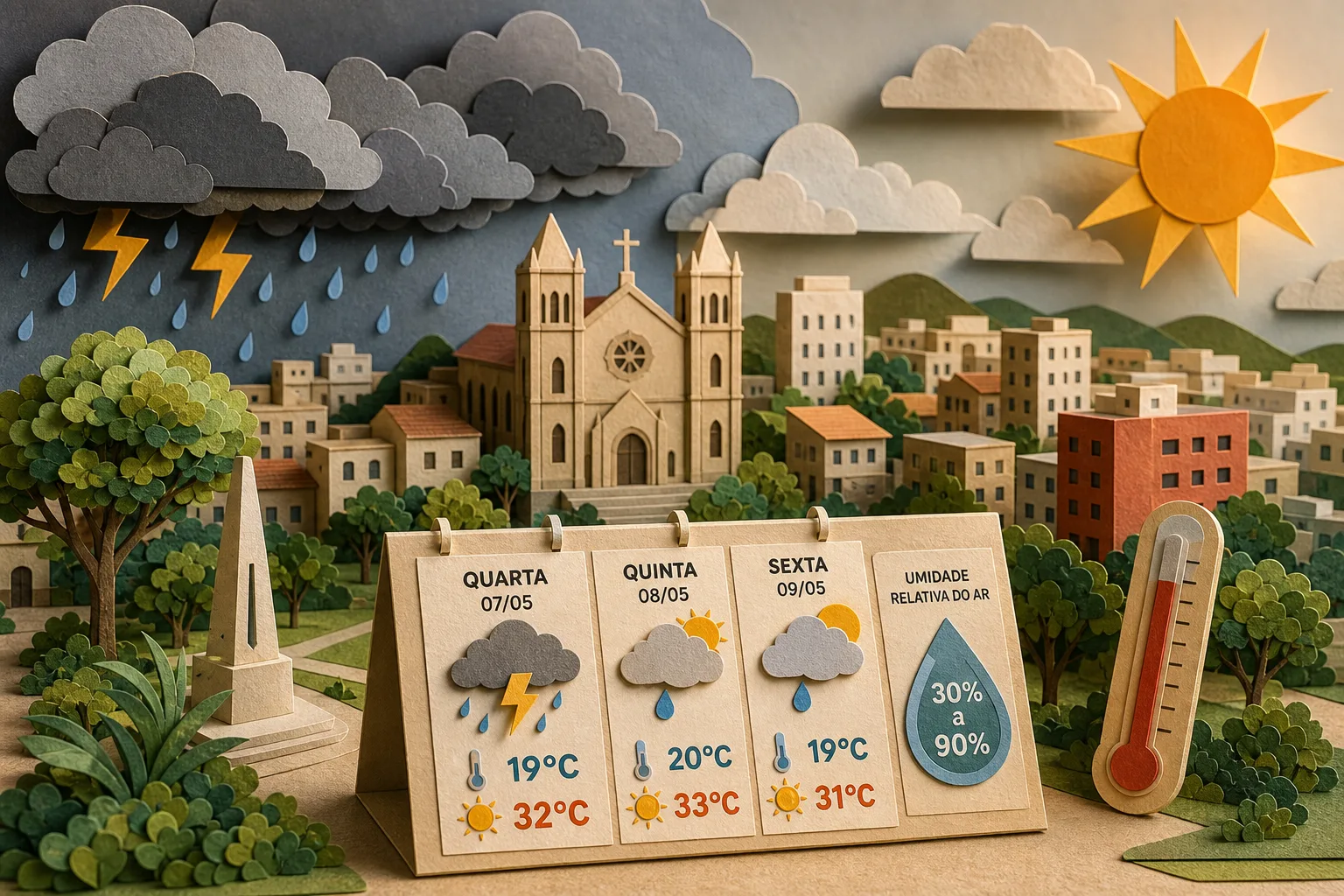 Divinópolis fica sob alerta para temporais e calor elevado até sexta-feira
