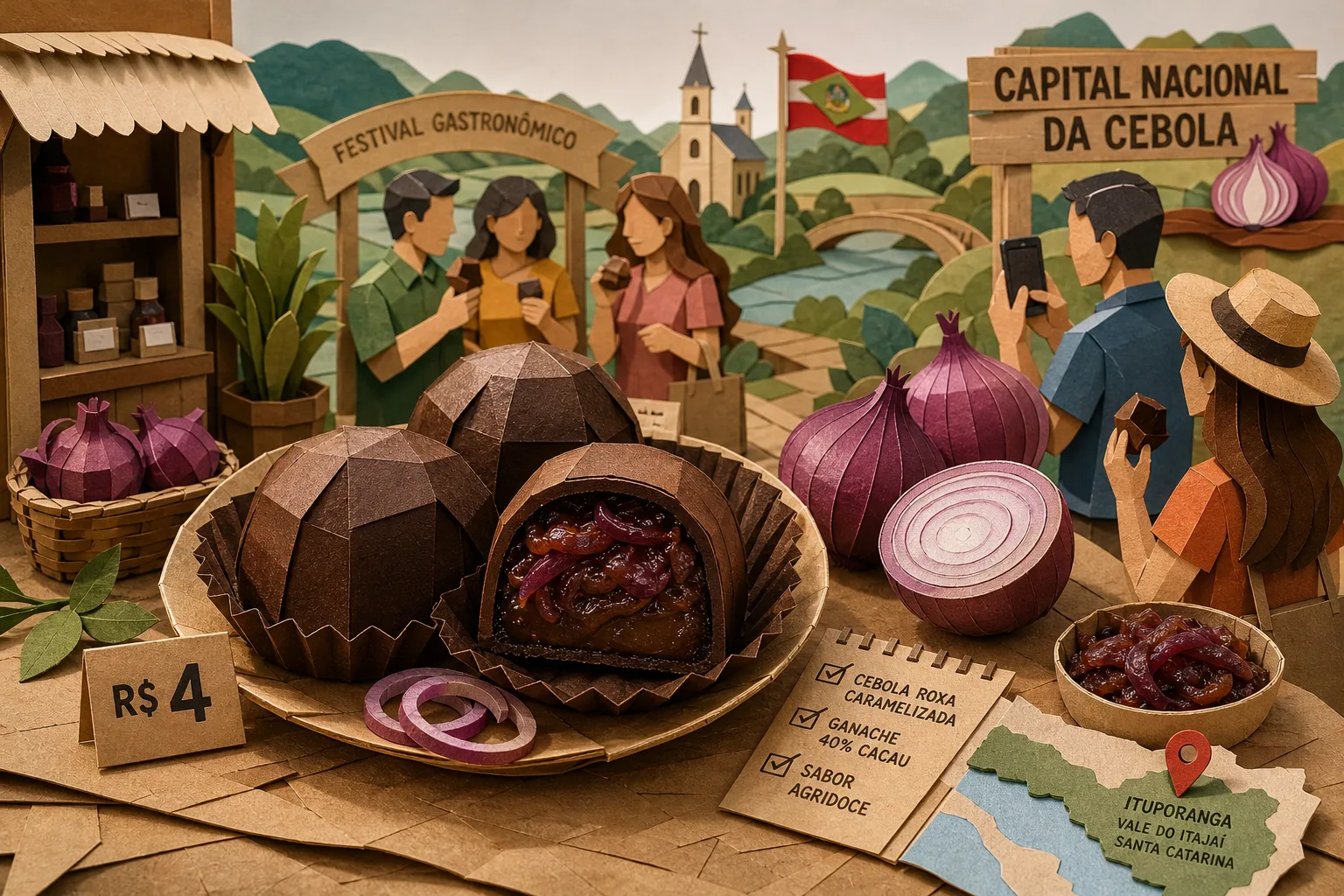 Doce artesanal com recheio de cebola caramelizada atrai visitantes no interior de SC