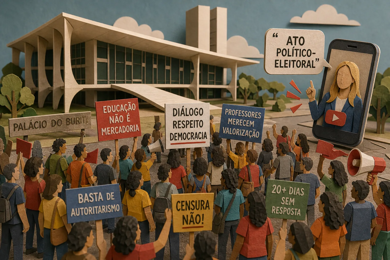 Docentes da rede pública do DF realizam protesto em frente ao Palácio do Buriti