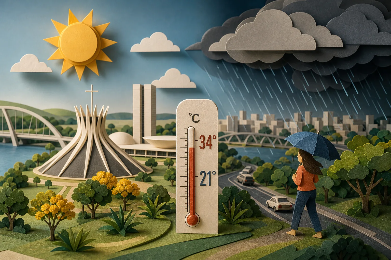 Domingo de sol e calor de até 34 ºC antecede retorno das chuvas no DF