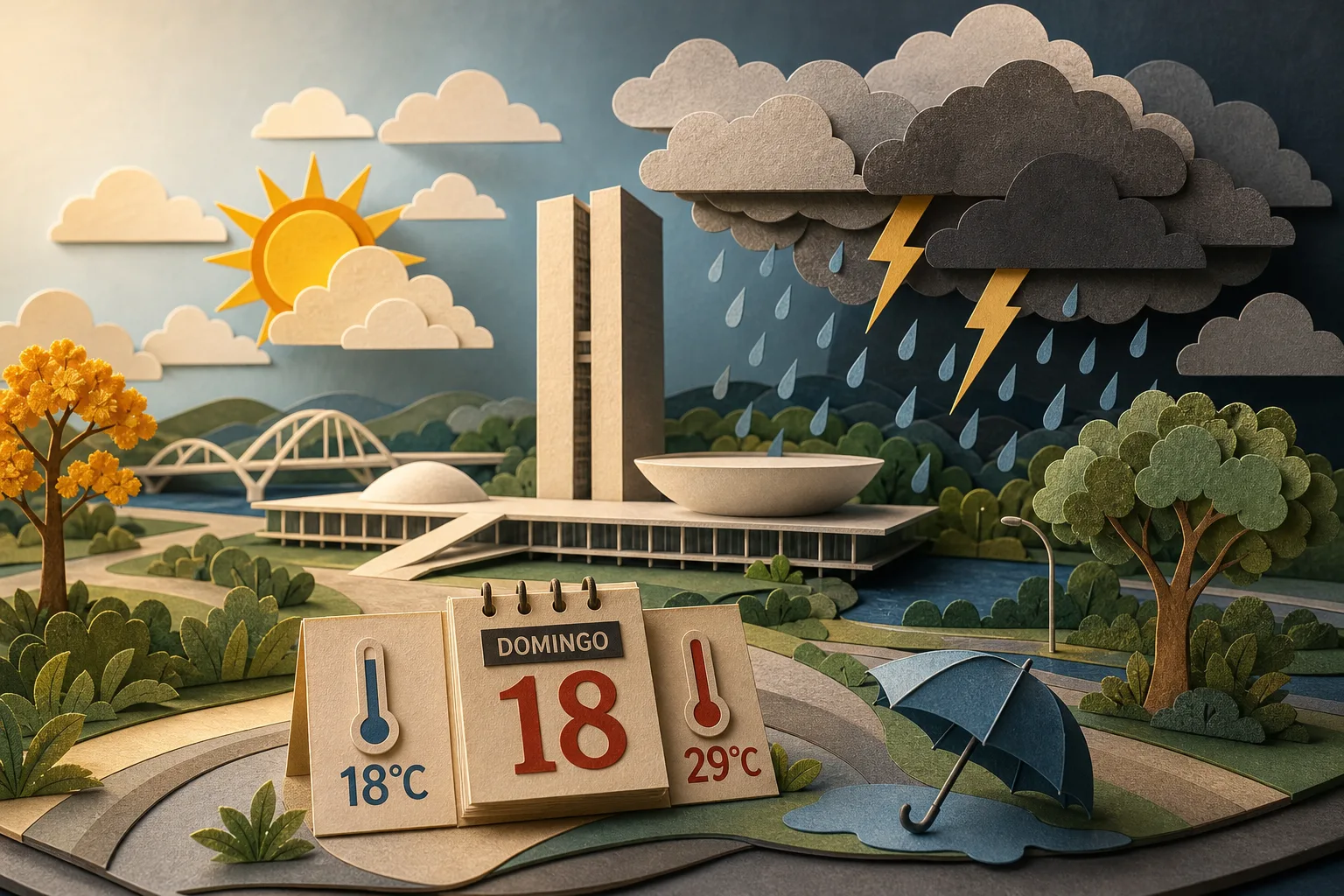 Domingo em Brasília terá máxima de 29°C e pancadas de chuva a partir da tarde