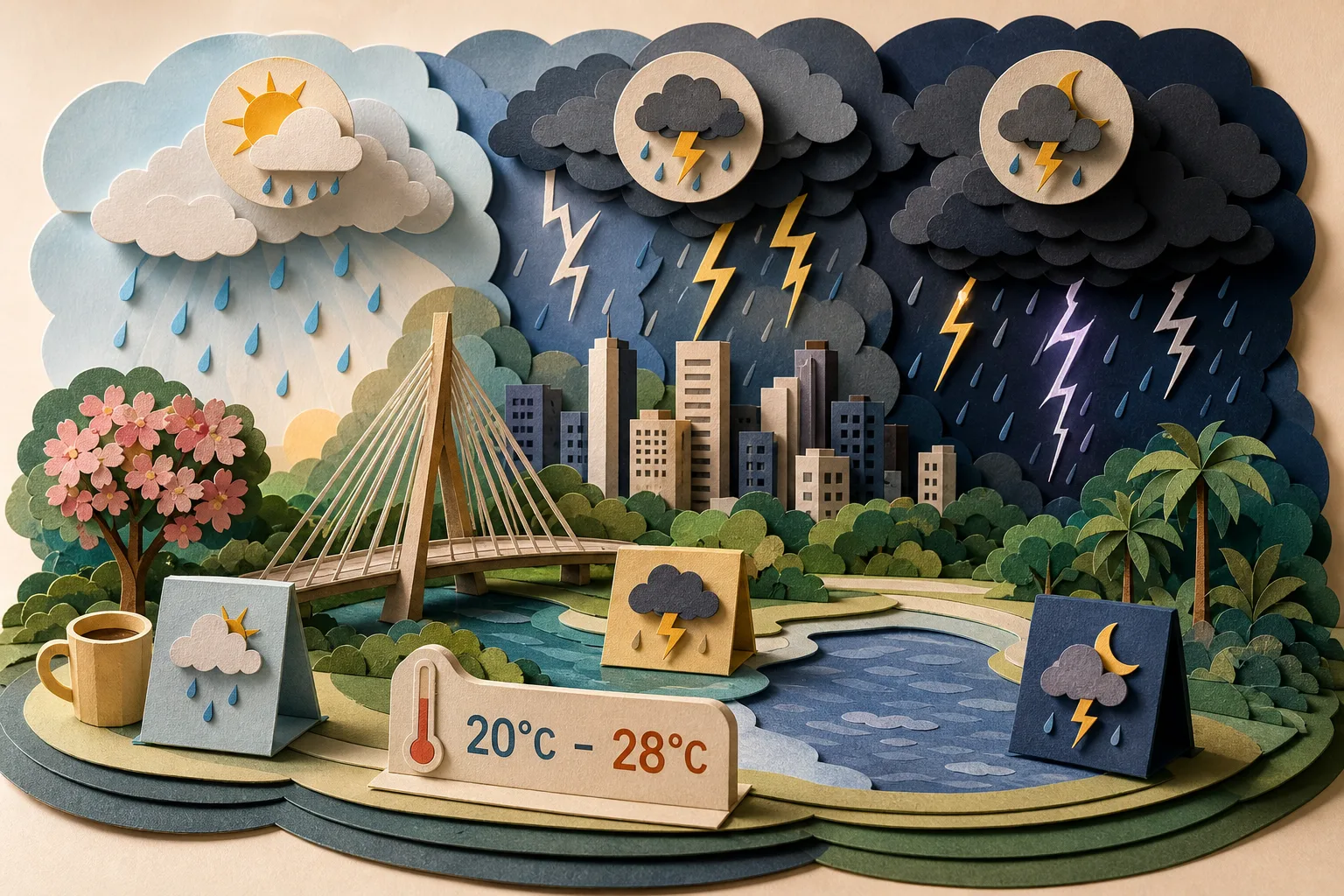 Domingo em Campo Grande terá chuva matinal e risco de temporais até a noite