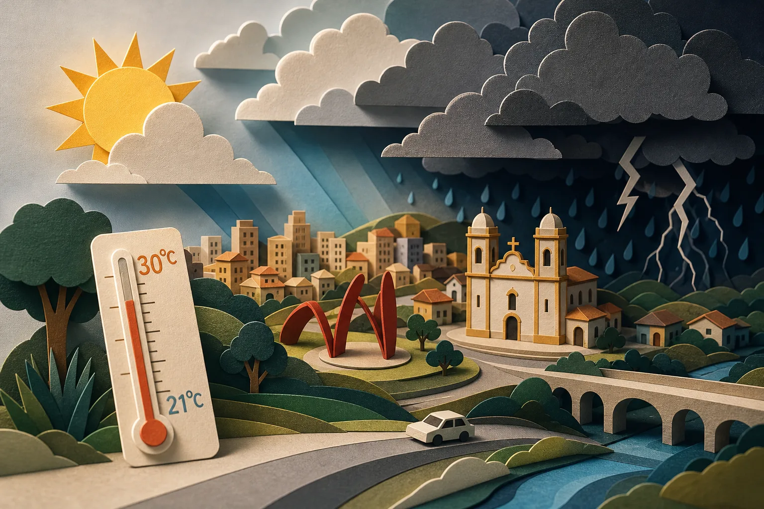 Domingo em Contagem terá calor de até 30ºC e risco de temporais a partir da tarde