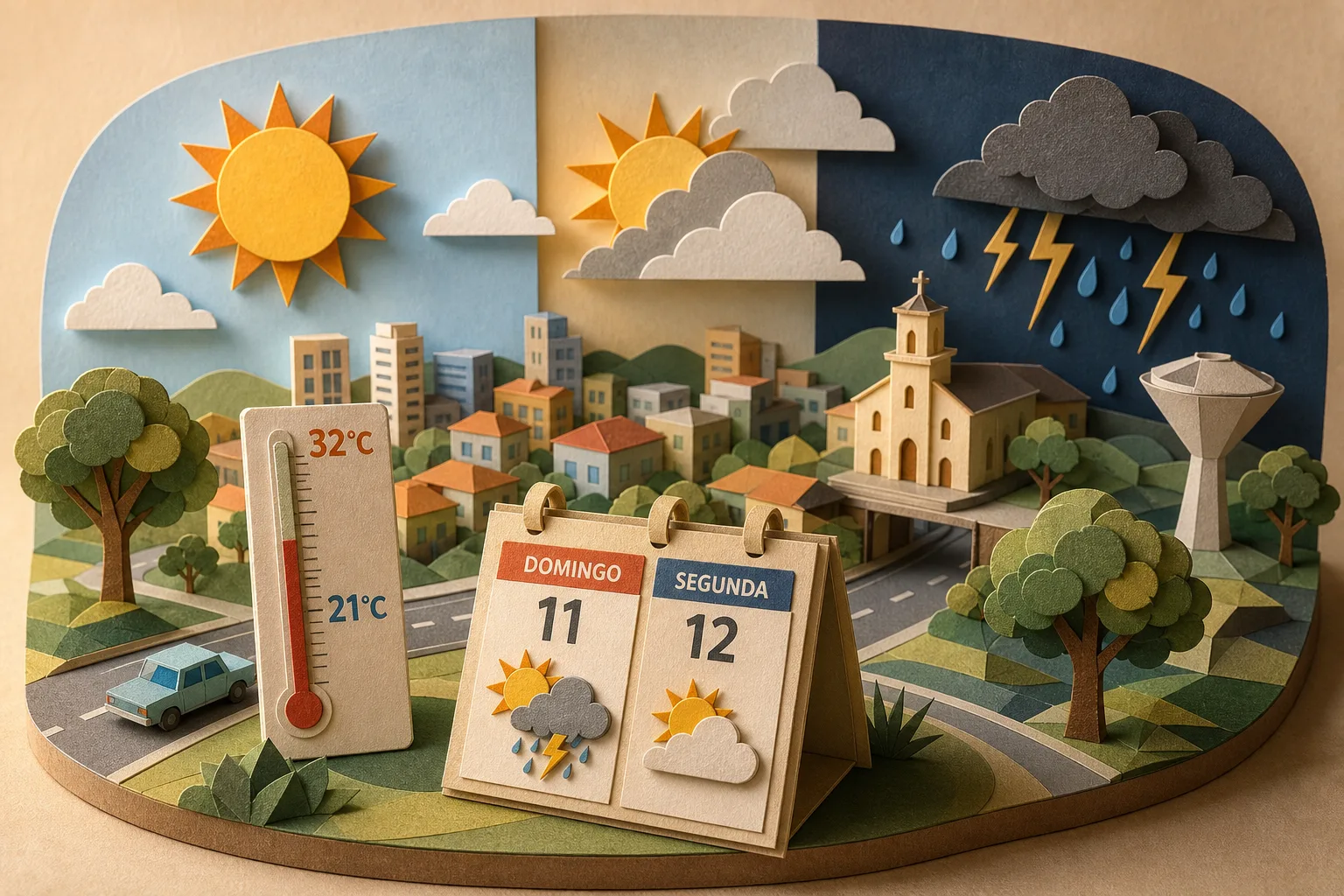 Domingo em Contagem terá calor de até 32ºC e possibilidade de trovoadas à noite