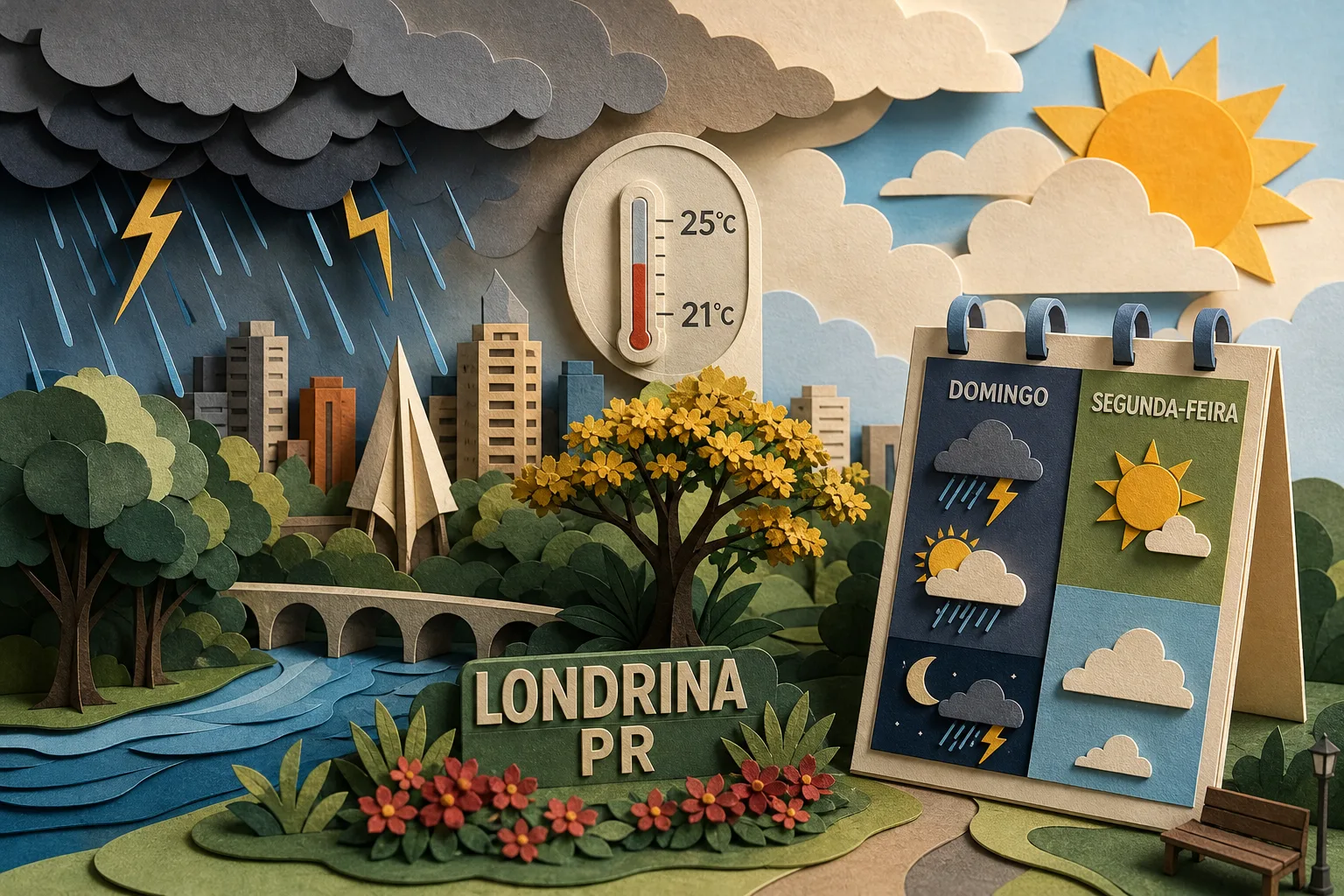 Domingo em Londrina terá instabilidade com trovoadas e máxima de 25 graus