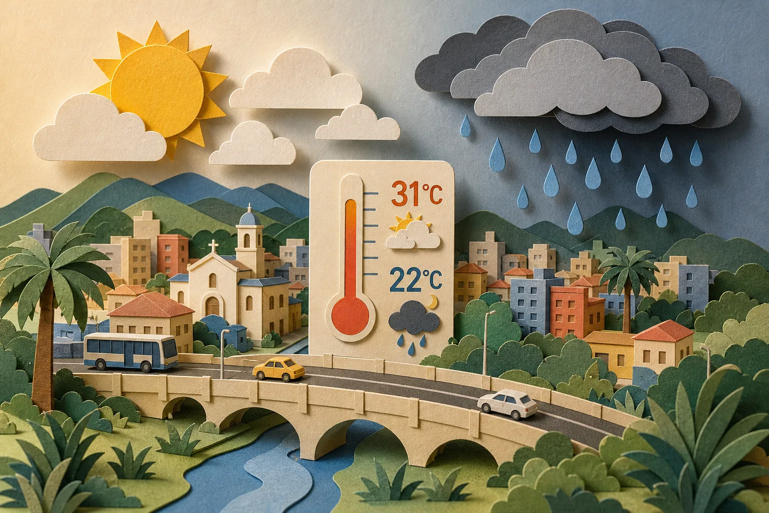 Domingo terá máxima de 31ºC e pancadas de chuva à noite em Nova Iguaçu