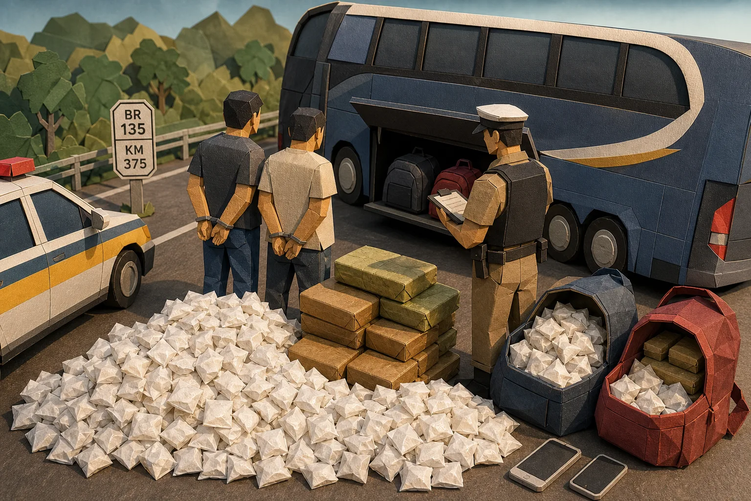 Dupla é presa com cocaína e maconha em ônibus interestadual em Montes Claros