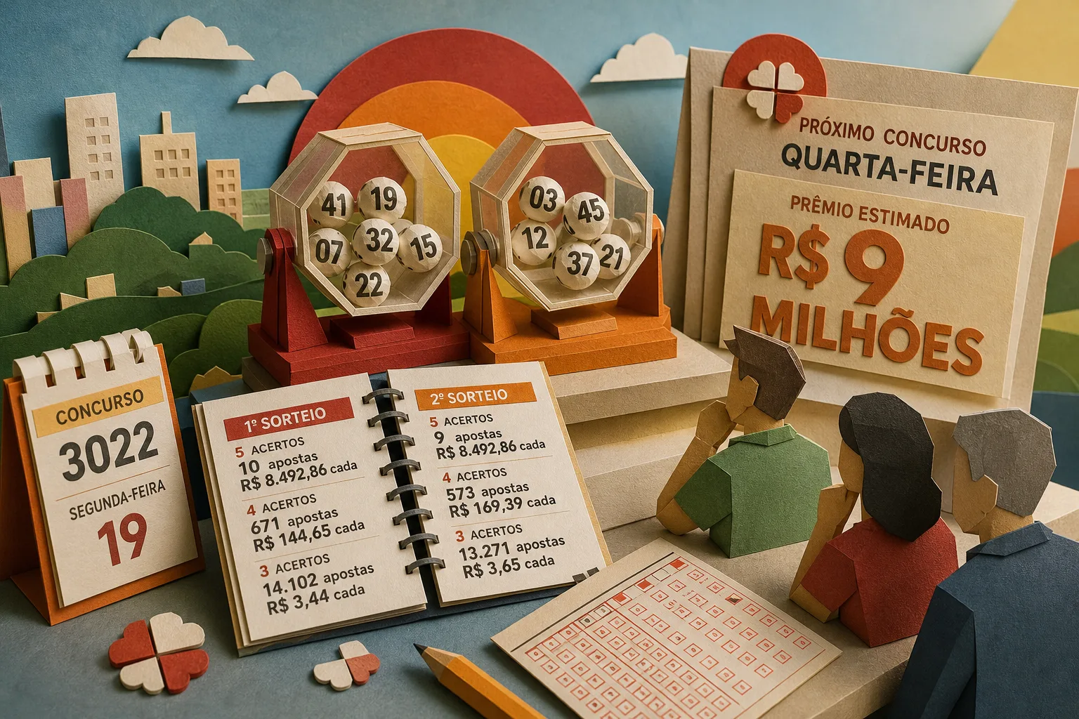 Dupla Sena acumula no concurso 3022 e prêmio principal vai a R$ 9 milhões