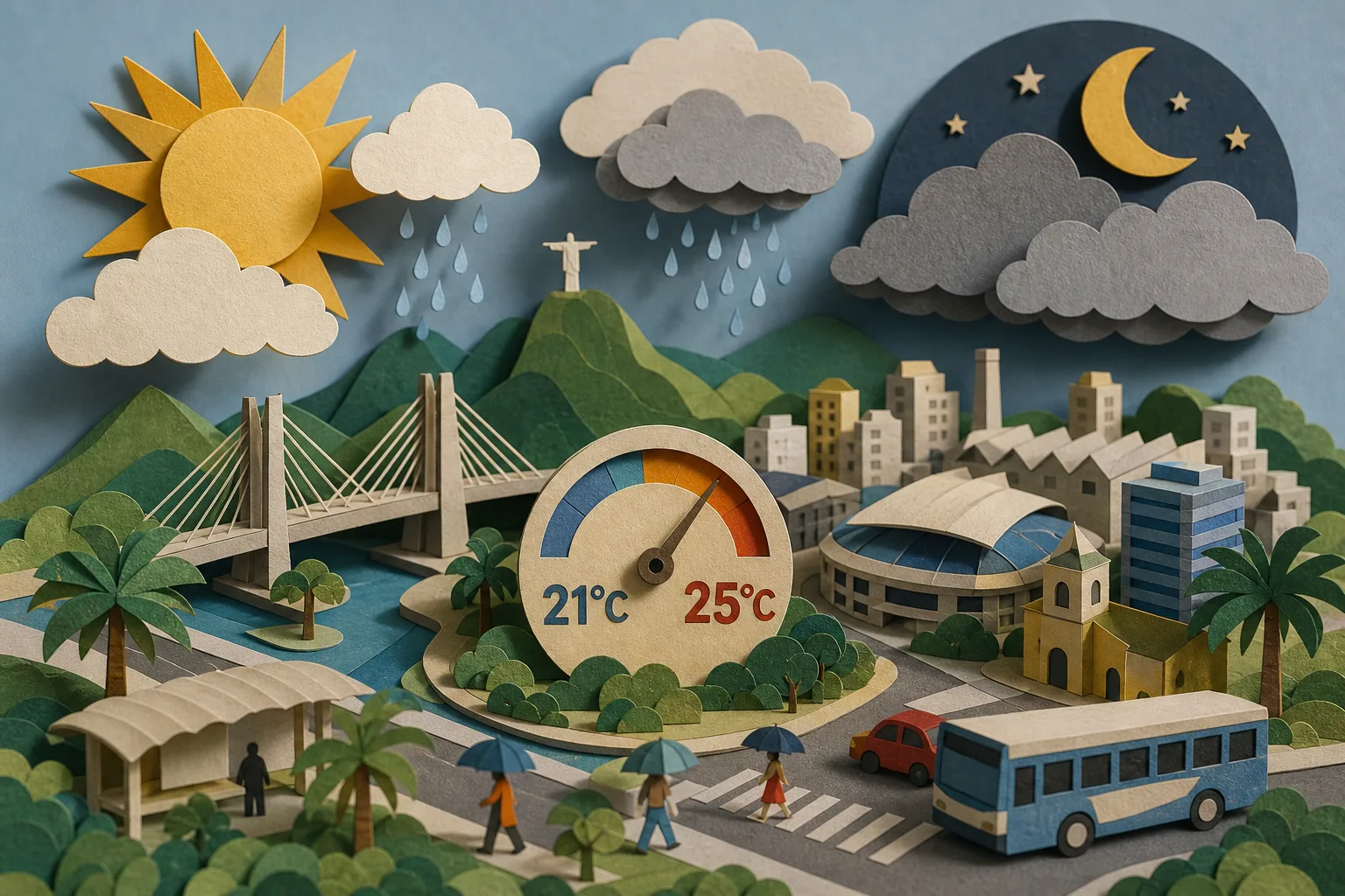 Duque de Caxias tem dia de sol com pancadas rápidas de chuva e máxima de 25°C