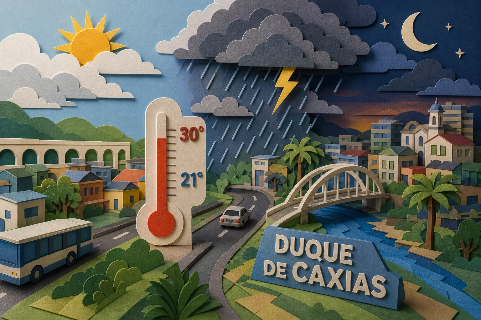 Duque de Caxias terá calor de até 30ºC e instabilidade no período da tarde