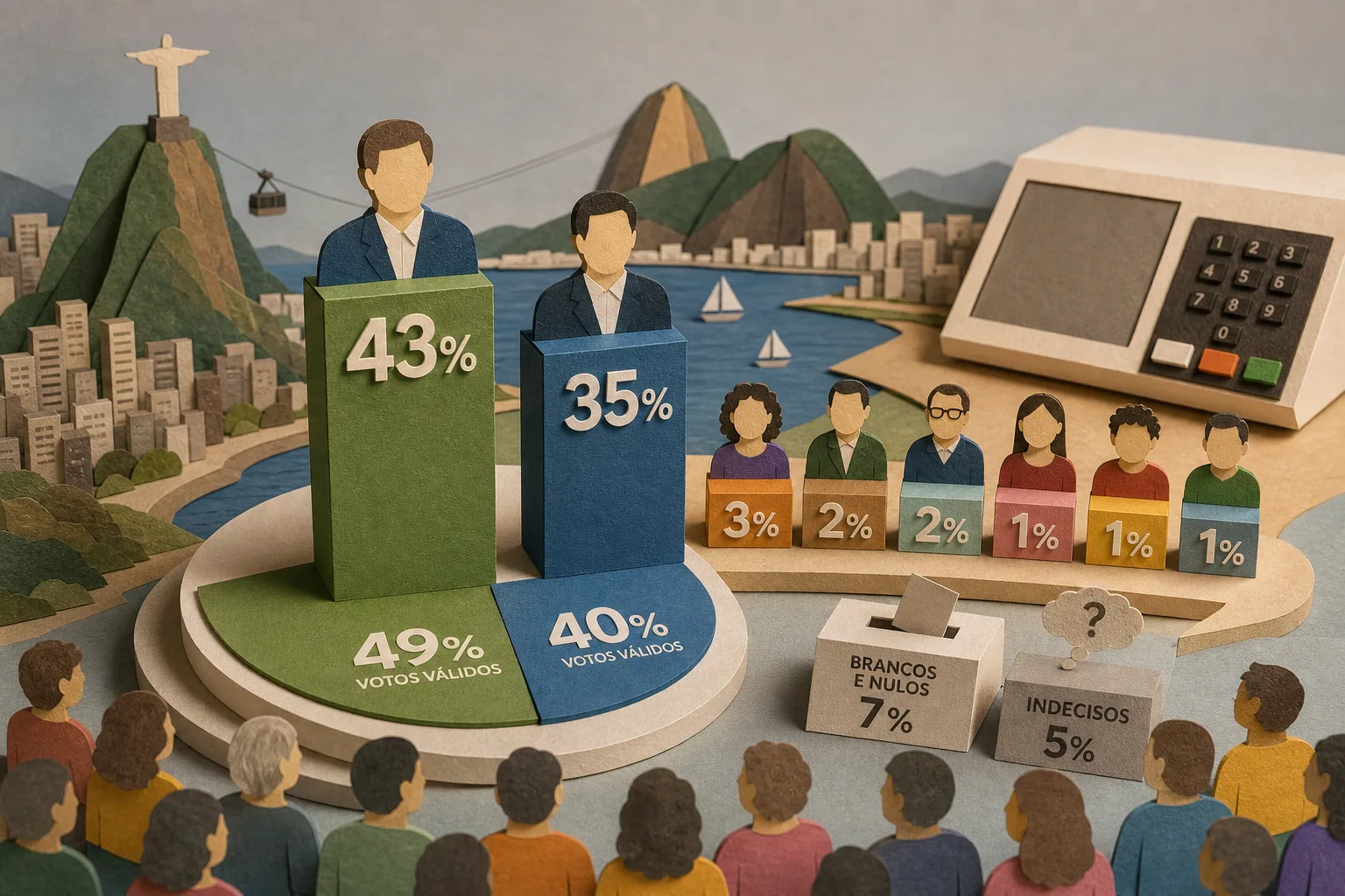 Eduardo Paes tem 43% e Douglas Ruas soma 35% na corrida pelo governo do Rio