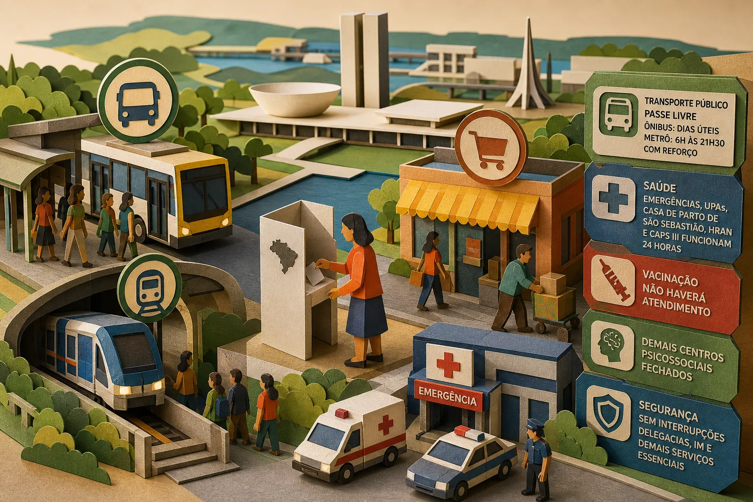 Eleições 2026 alteram funcionamento do transporte público e do comércio no DF
