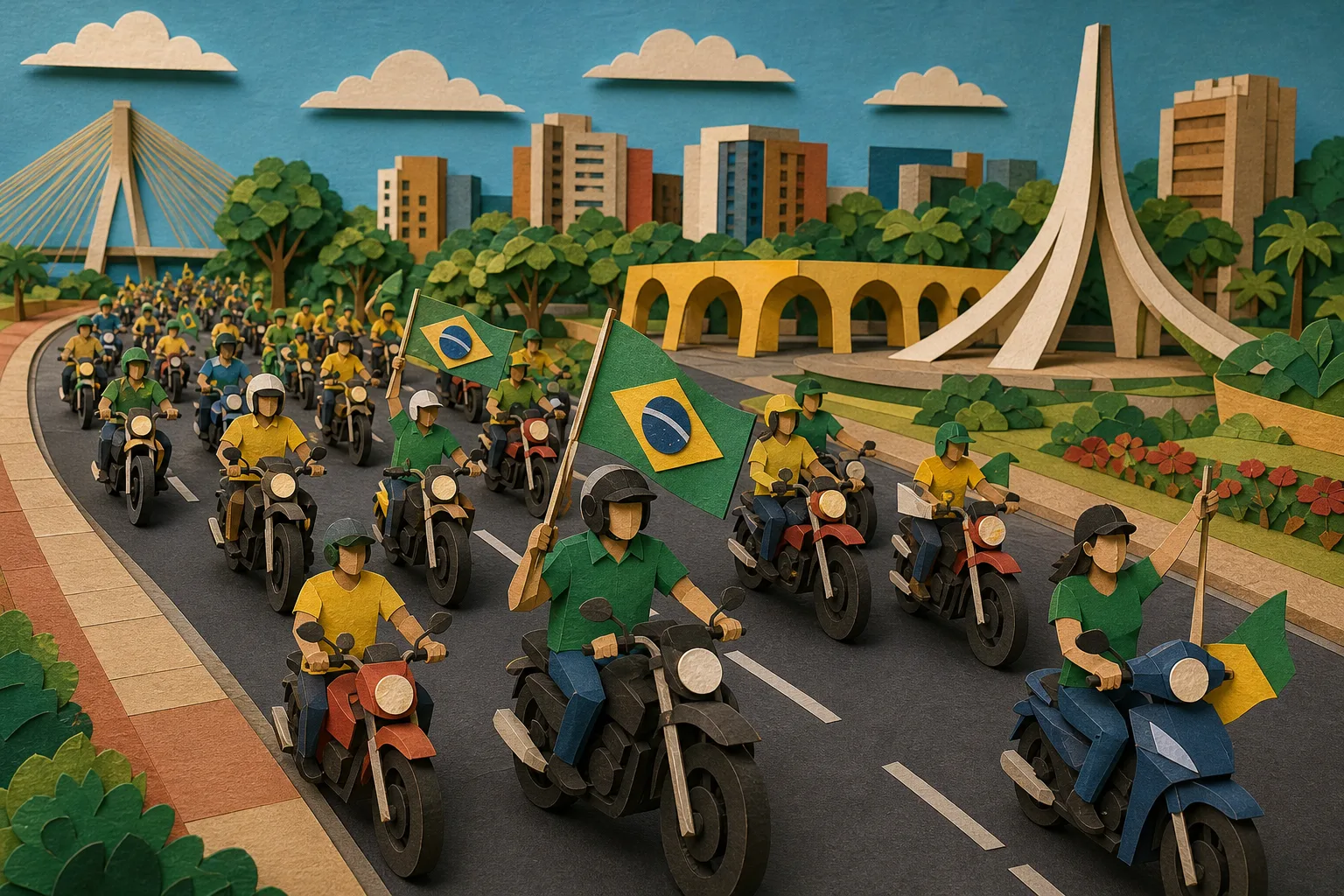 Eleitores de Flávio Bolsonaro realizam ato com motocicletas na capital do Piauí