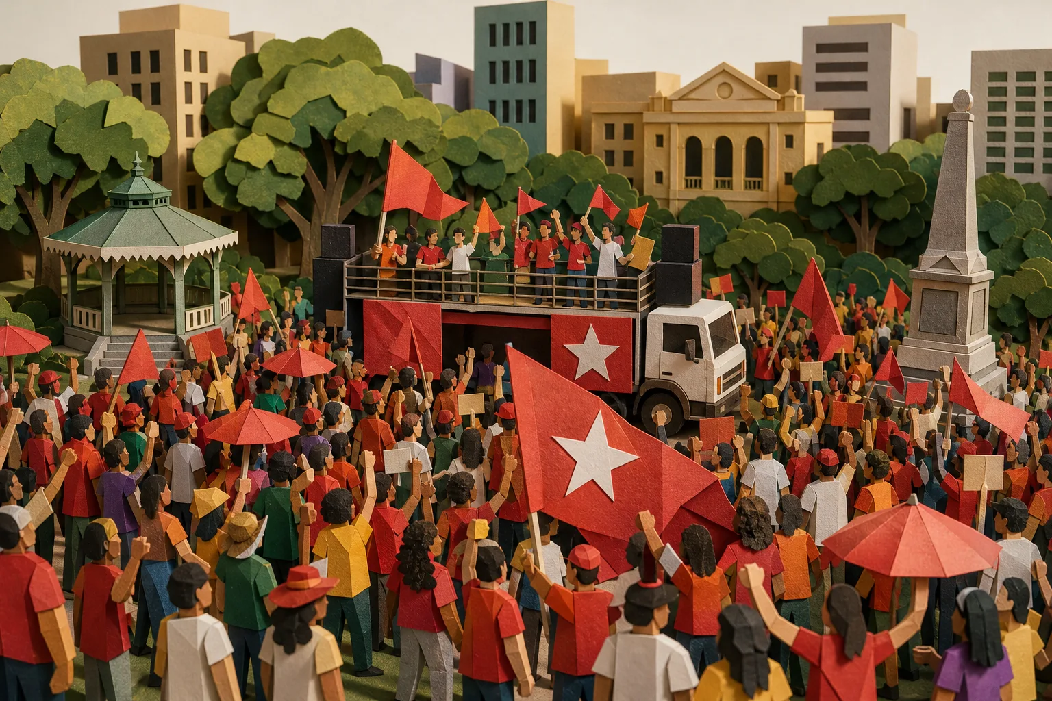 Eleitores de Lula realizam mobilização na Praça Raul Soares na véspera da eleição
