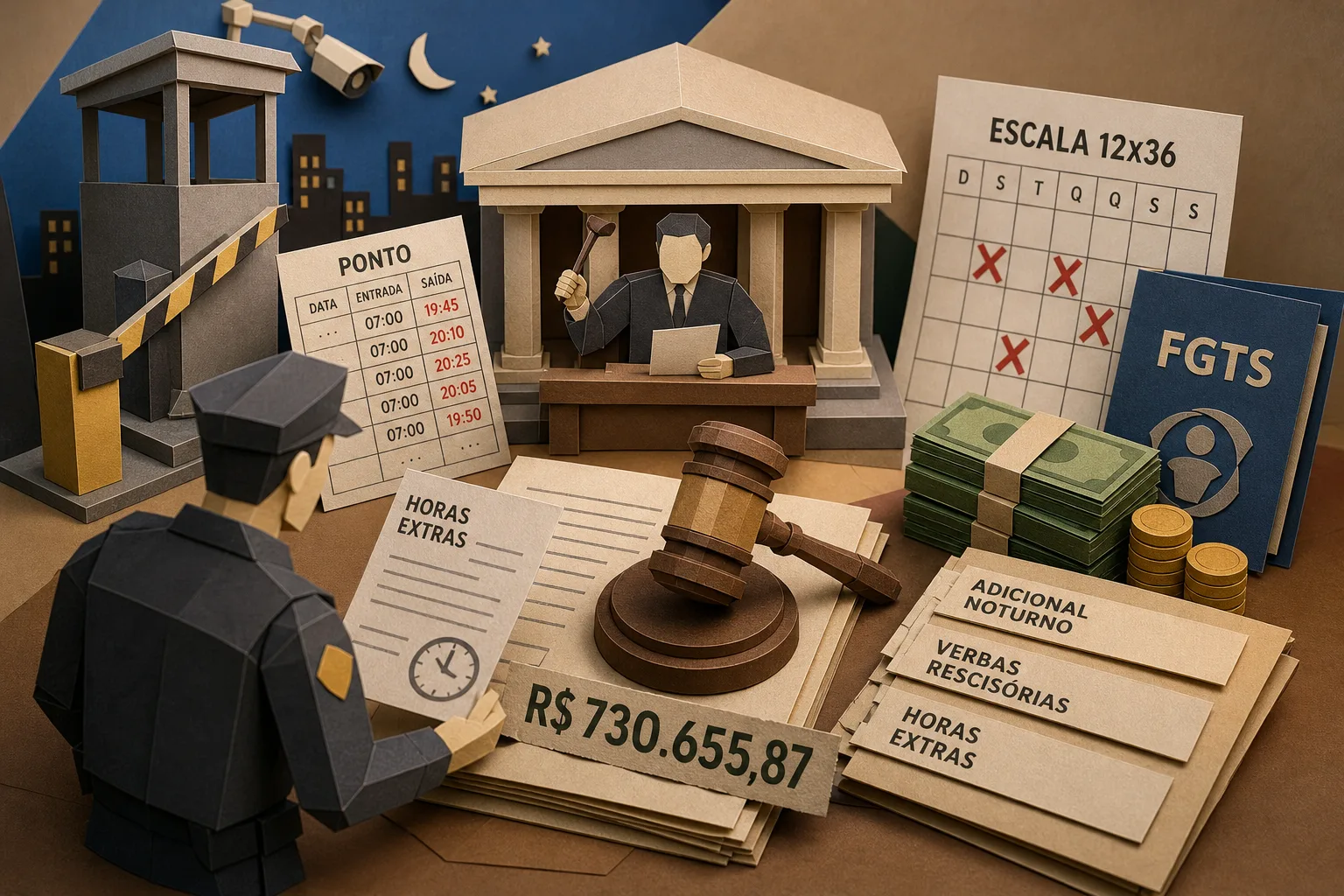 Empresa de segurança deve pagar R$ 730 mil por excesso de jornada a vigilante