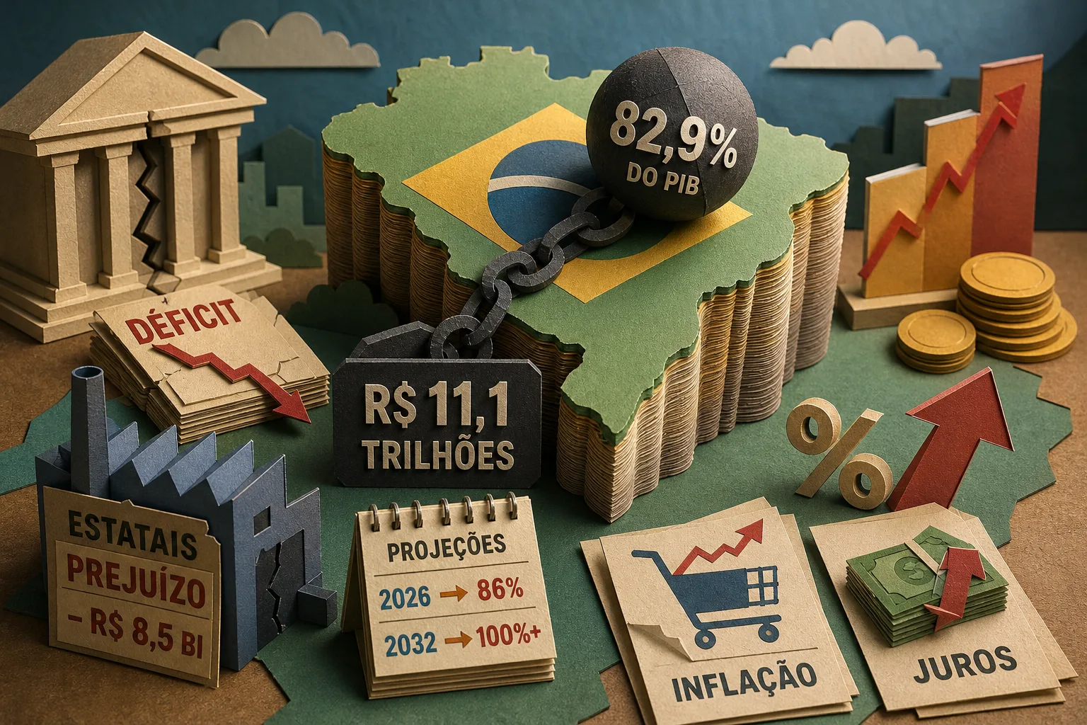 Endividamento do Brasil alcança 82,9% do PIB e registra maior taxa em mais de cinco anos