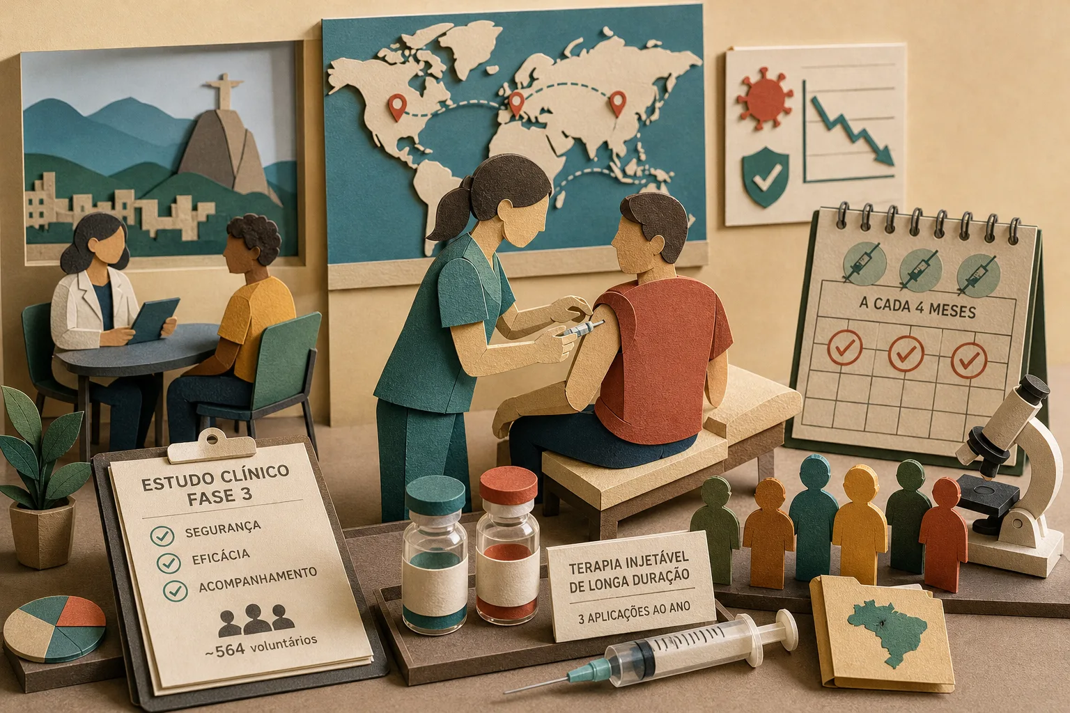 Ensaio clínico avalia terapia injetável para controle do HIV com três aplicações anuais