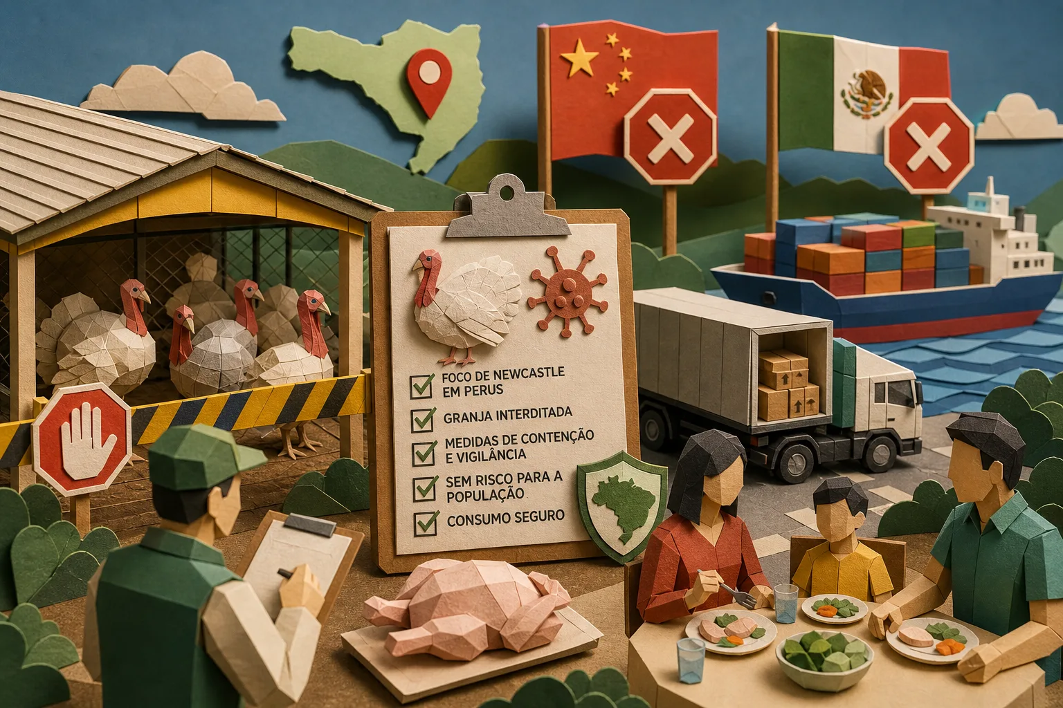 Envio de carne de frango à China deve ser pausado por foco de Newcastle em SC