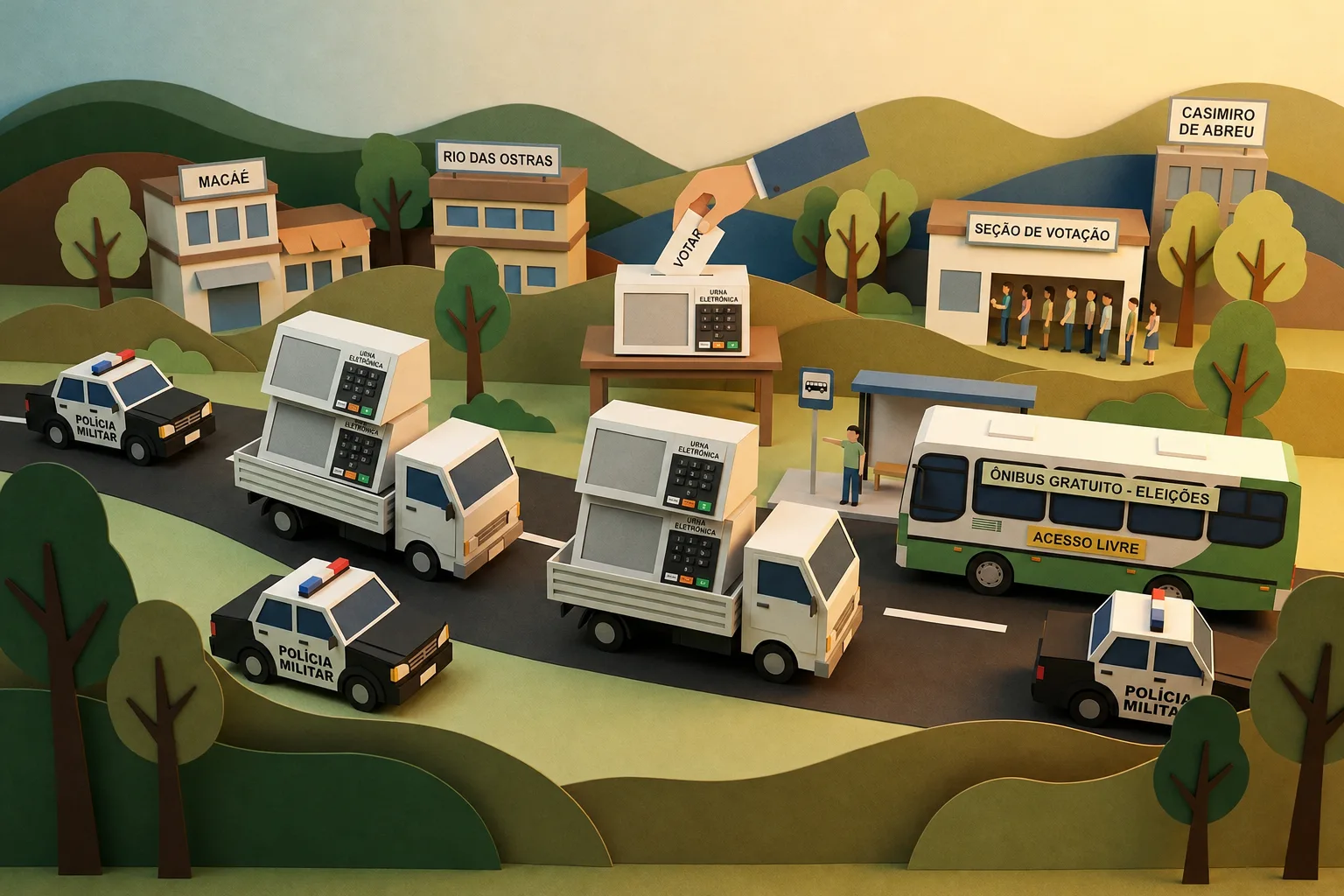Equipamentos de votação chegam a municípios fluminenses sob escolta policial