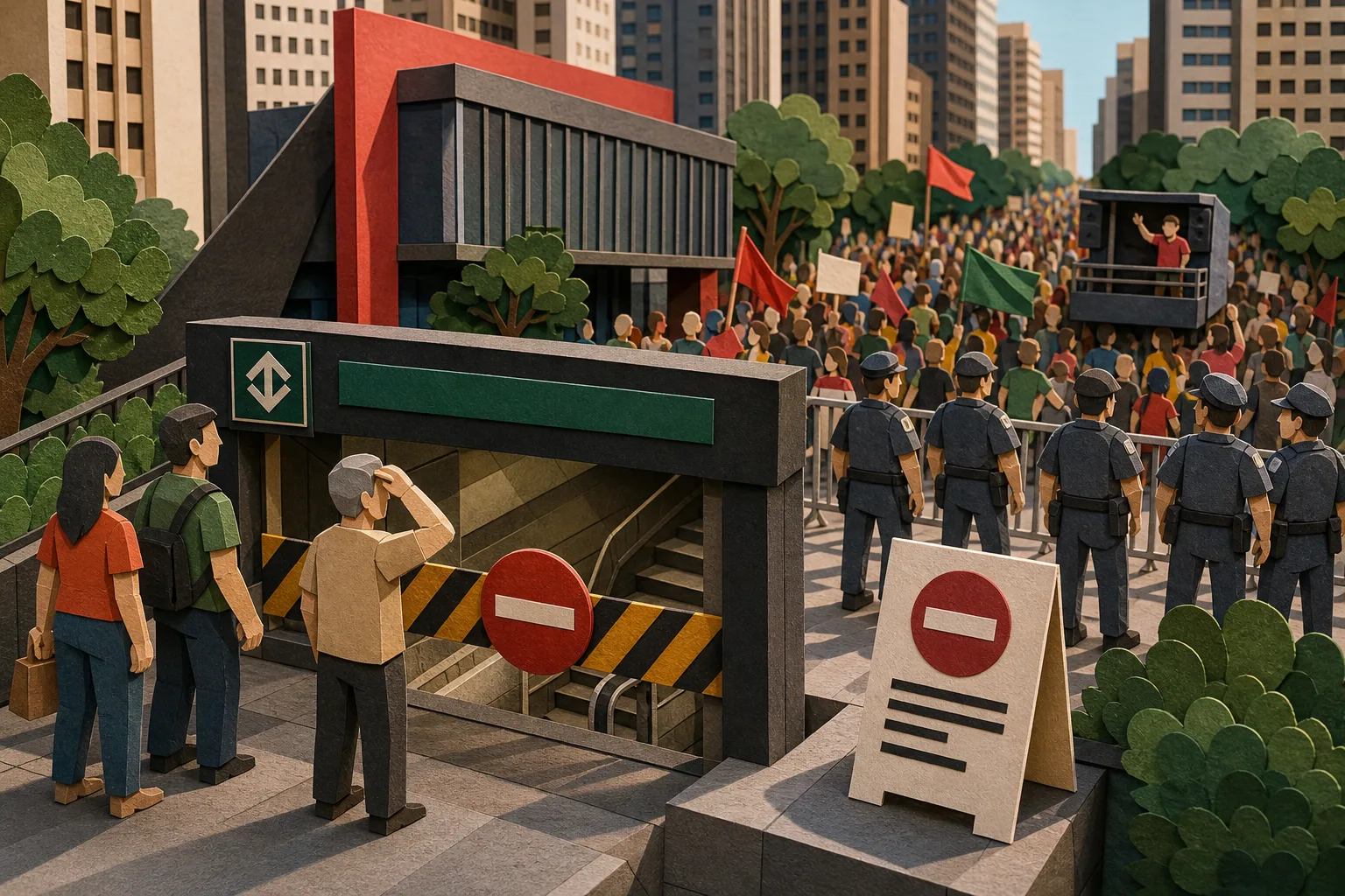 Estação Trianon-Masp tem acesso bloqueado durante evento político na Av. Paulista
