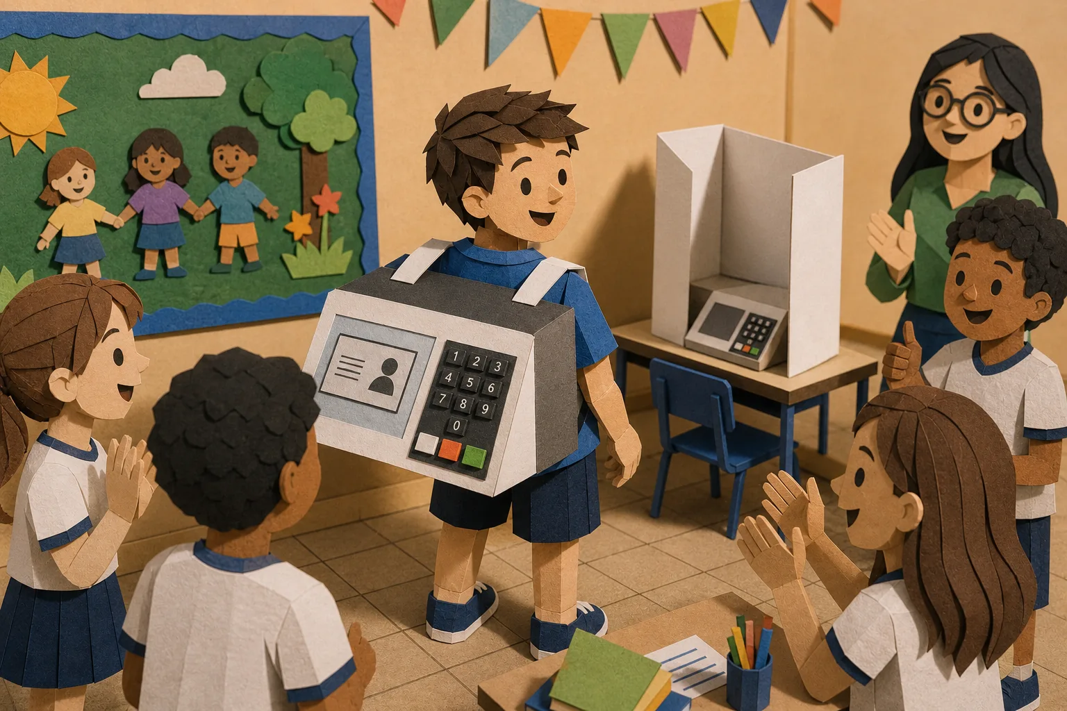 Estudante do Triângulo Mineiro leva réplica de urna eletrônica para evento escolar