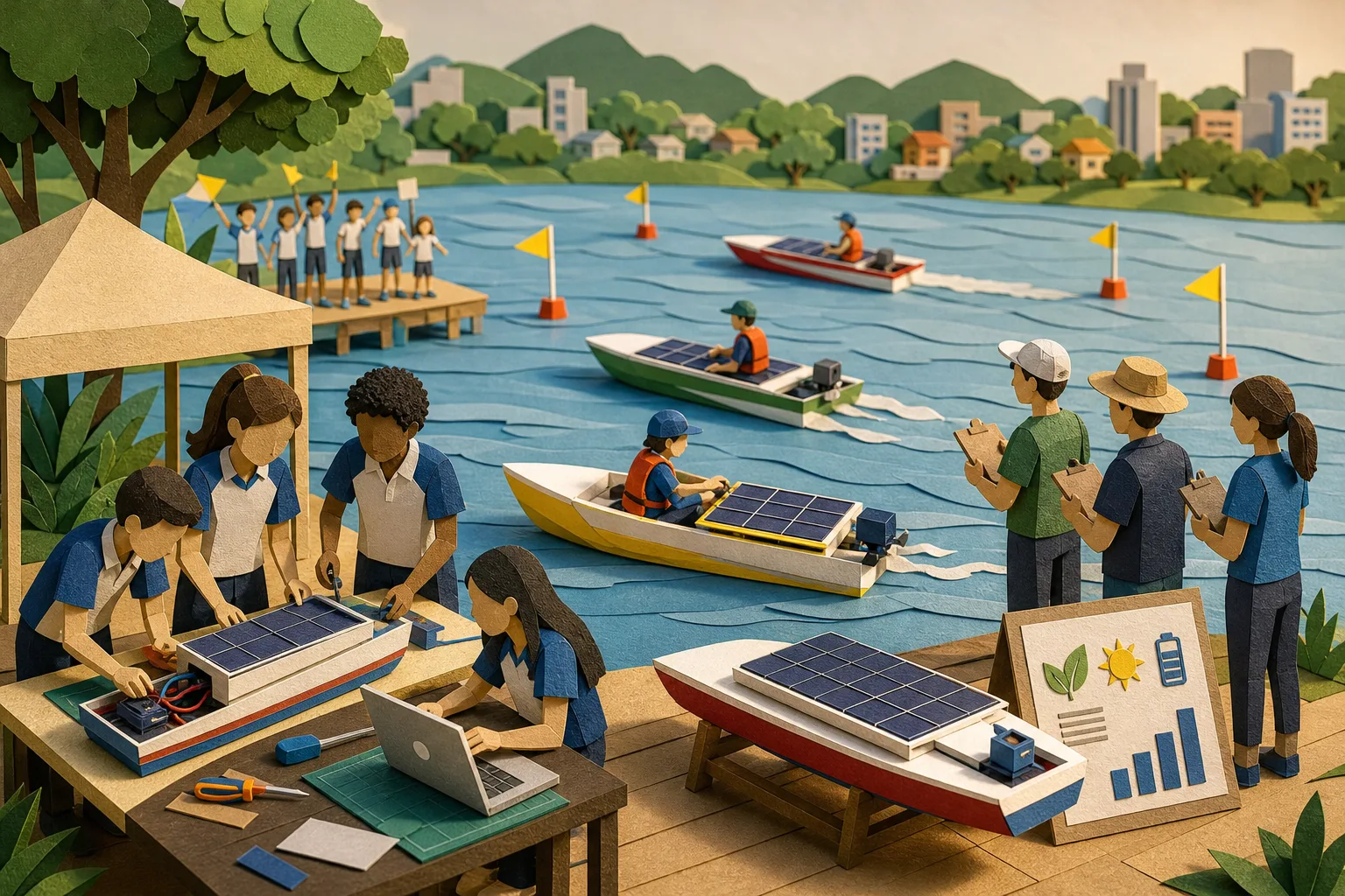 Estudantes de escola municipal de Macaé conduzem barcos com tecnologia solar