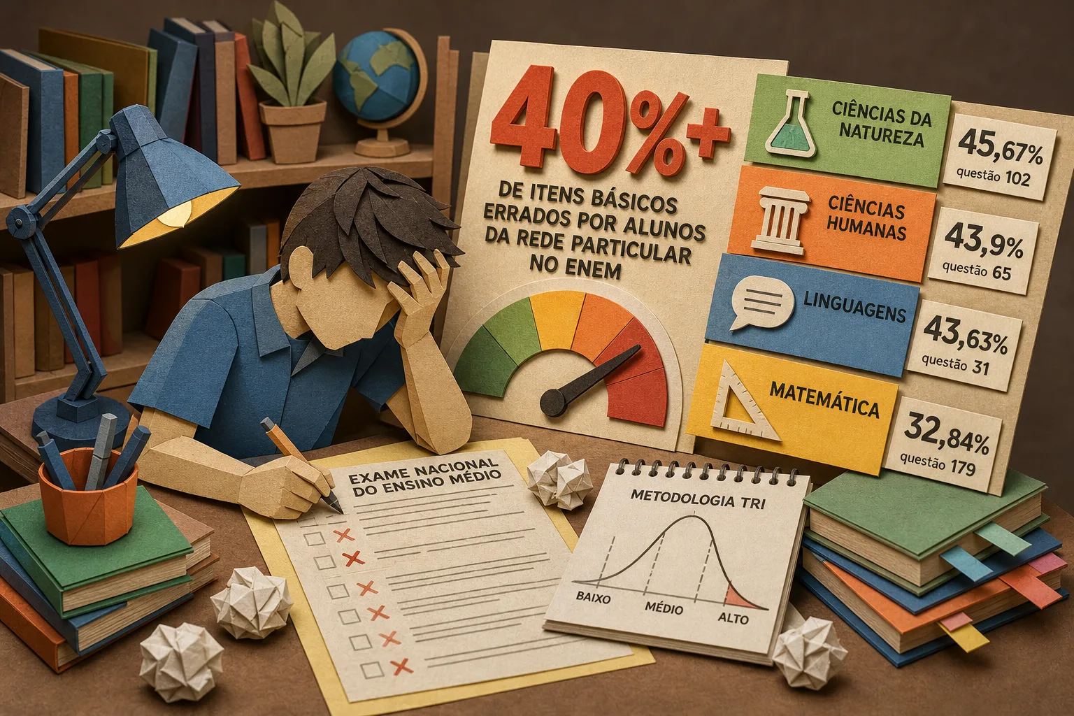 Estudantes de escolas particulares erram mais de 40% de itens básicos no Enem