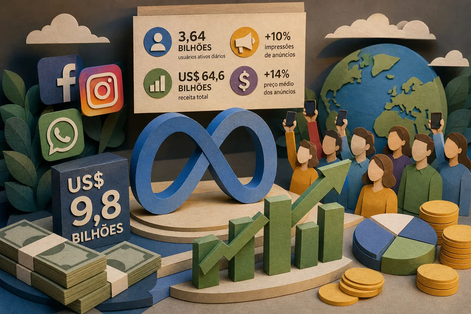 Faturamento com anúncios eleva lucro da Meta para US$ 9,8 bilhões no trimestre
