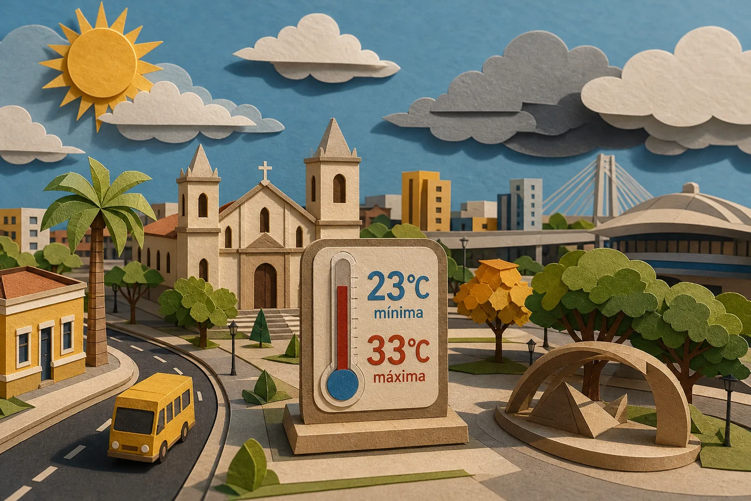 Feira de Santana tem dia de calor com variação de nebulosidade e máxima de 33ºC
