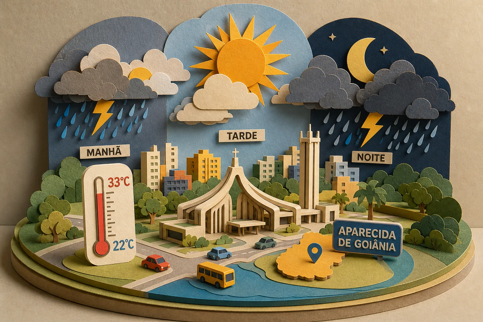 Fim de semana começa com calor de 33ºC e instabilidade em Aparecida de Goiânia