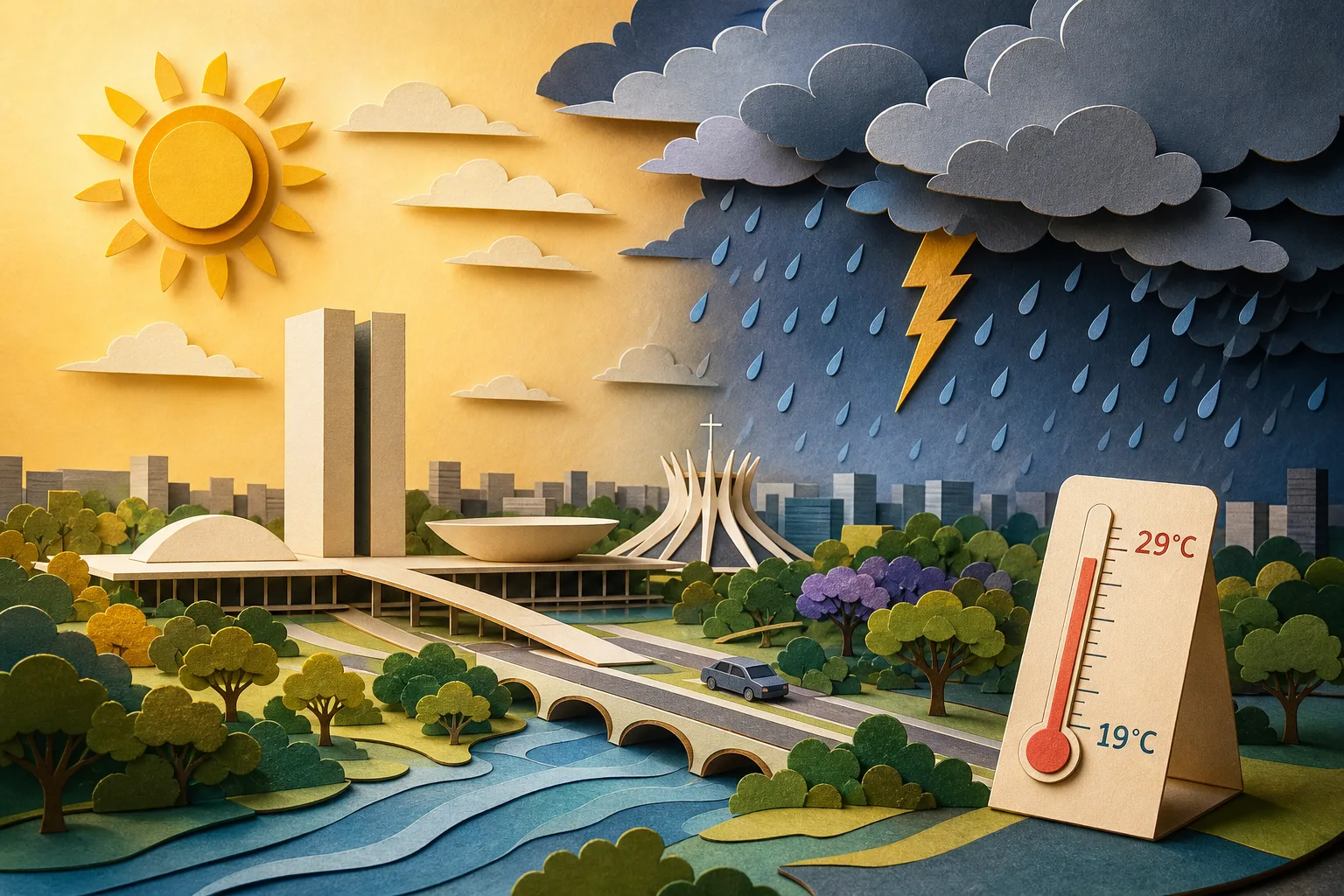 Fim de semana em Brasília terá sol pela manhã e pancadas de chuva a partir da tarde